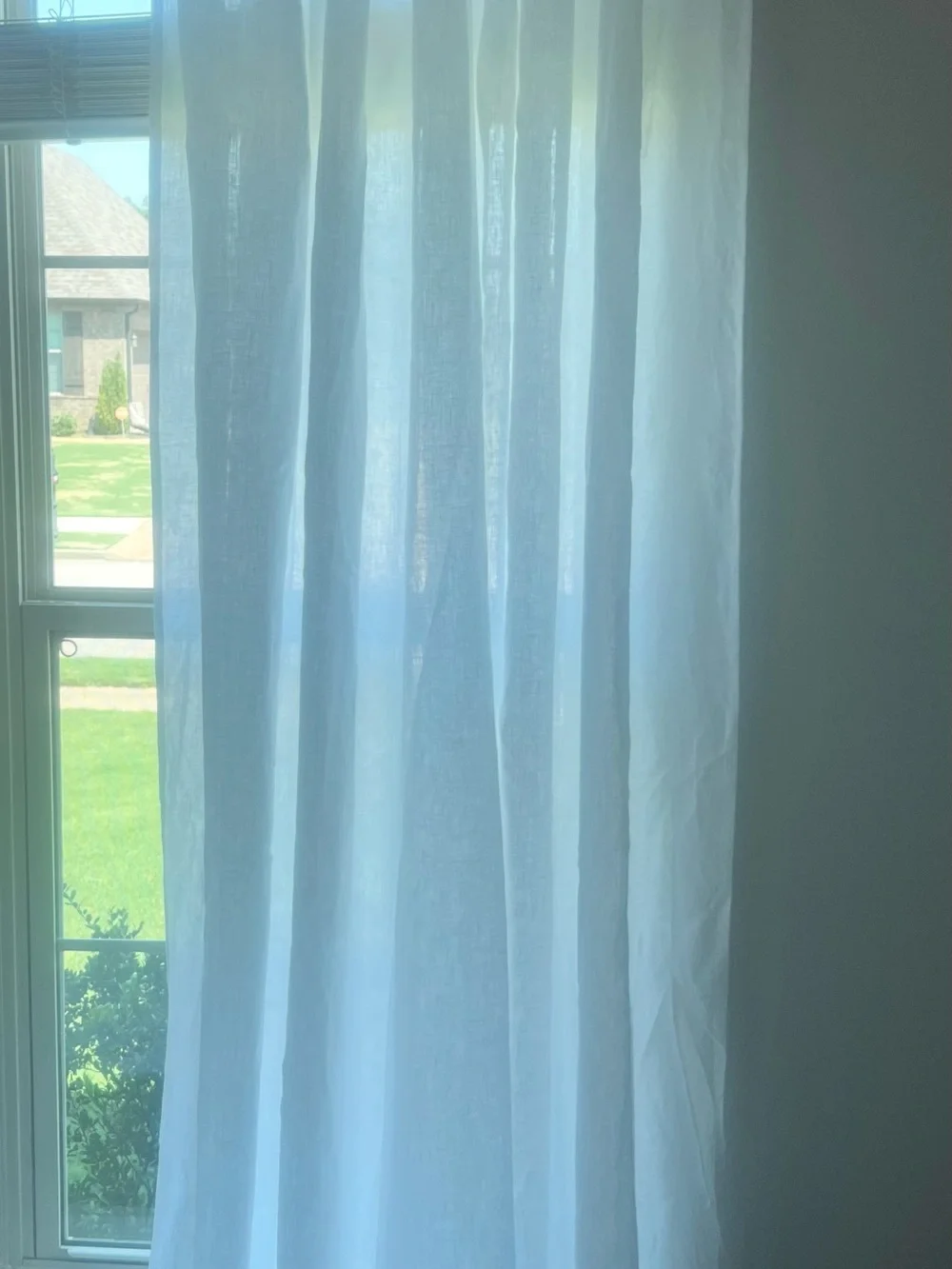 Pottery Barn Emery White Light Filtering Linen Curtain Panel 100x96 👀